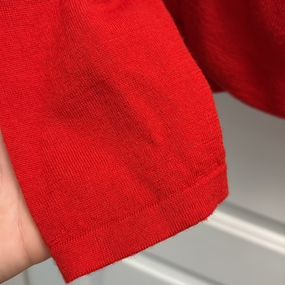 Eileen Fisher 100% Merino Wool Red Cowl Neck Sweater Top Size Large - Picture 7 of 10